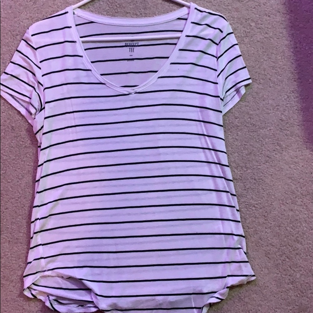 black and white triped shirt